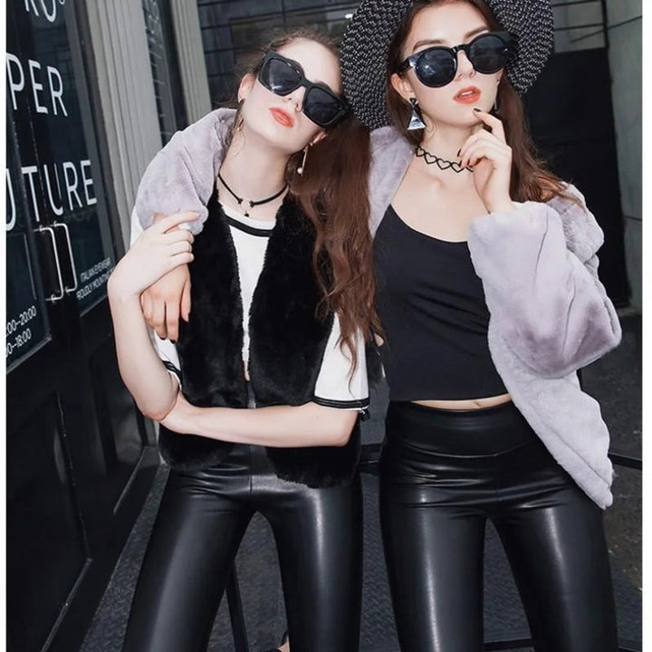 Women's High-Waist Fleece-Lined Faux Leather Shaping Leggings