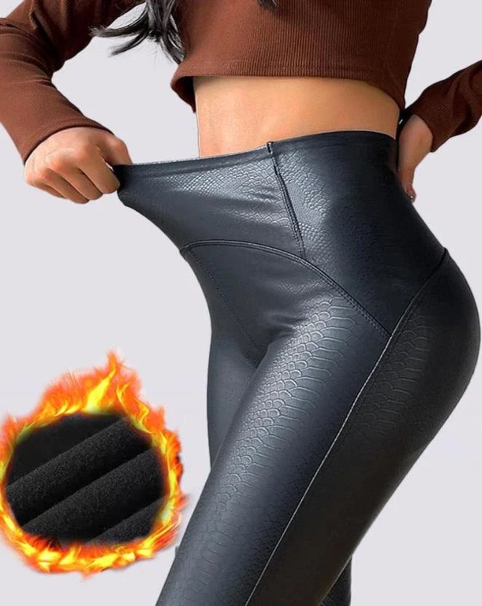 Women's High-Waist Fleece-Lined Faux Leather Skinny Leggings