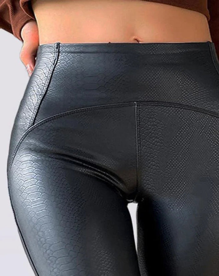 Women's High-Waist Fleece-Lined Faux Leather Skinny Leggings