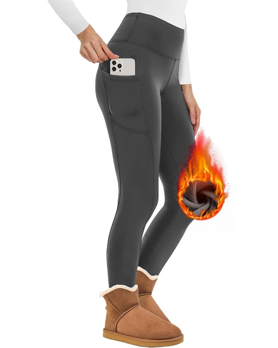 Women's High-Waist Fleece-Lined Thermal Pocket Legging