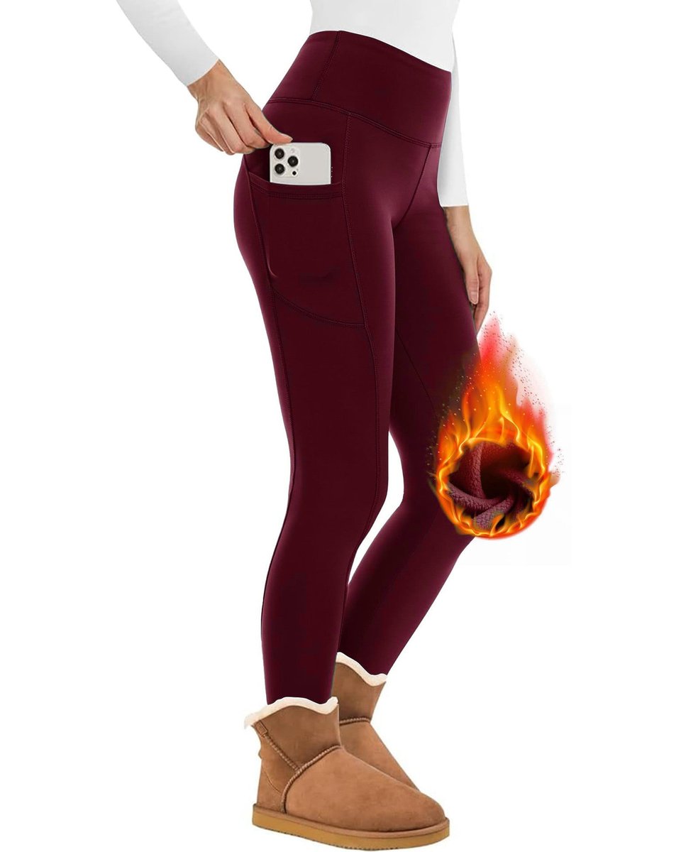 Women's High-Waist Fleece-Lined Thermal Pocket Legging