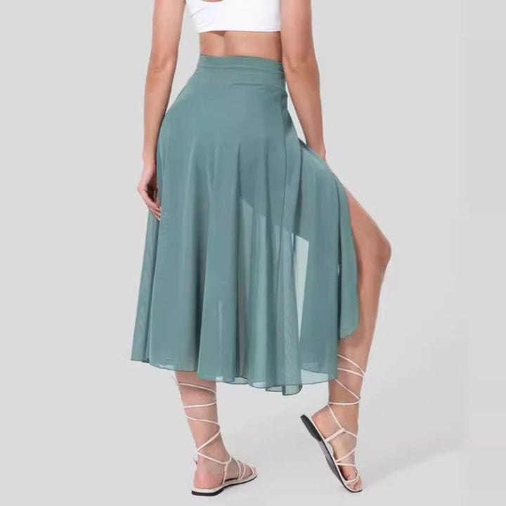 Women's High-Waist Flowy Chiffon Split fall midi dress