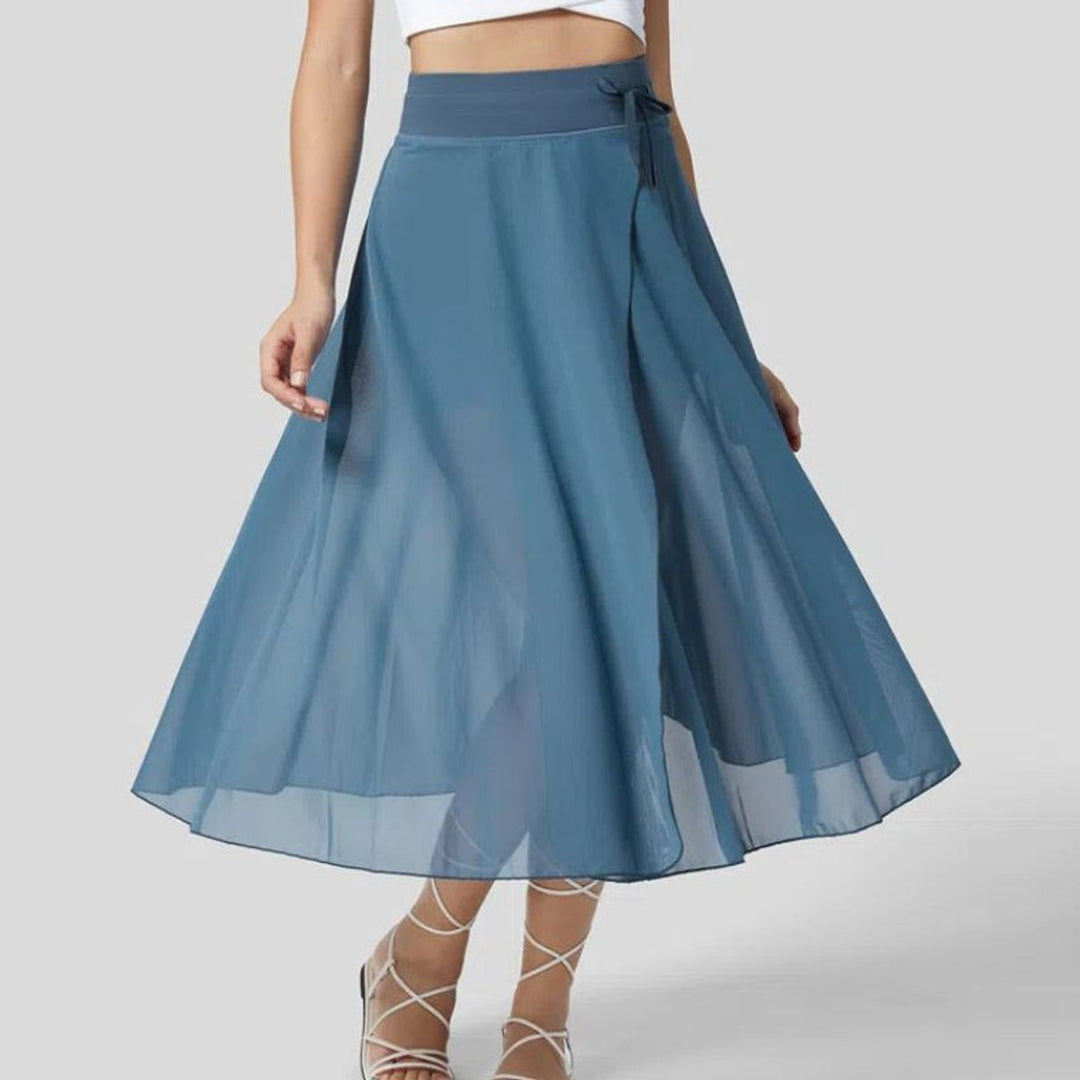 Women's High-Waist Flowy Chiffon Split fall midi dress
