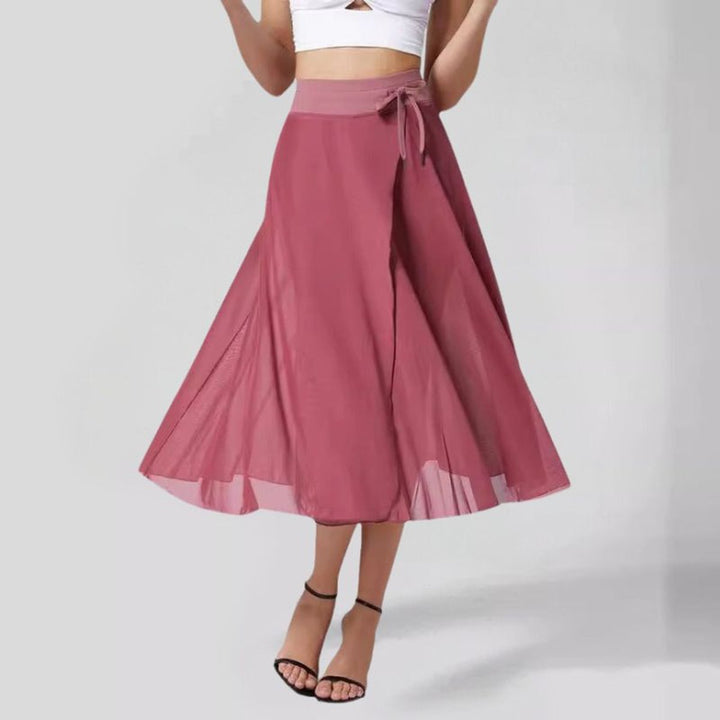 Women's High-Waist Flowy Chiffon Split fall midi dress