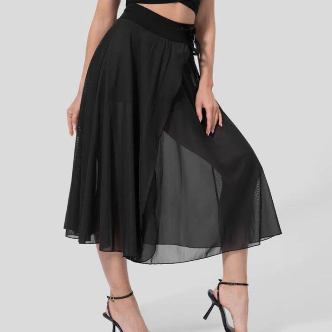Women's High-Waist Flowy Chiffon Split fall midi dress