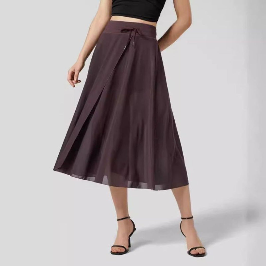 Women's High-Waist Flowy Chiffon Split fall midi dress