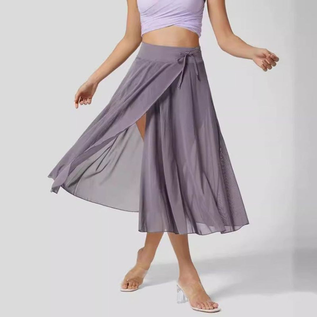 Women's High-Waist Flowy Chiffon Split fall midi dress