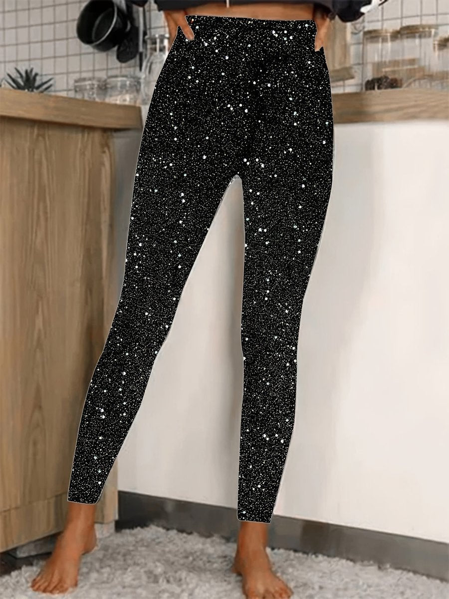 Women's High-Waist Gold Glitter Sequin Legging