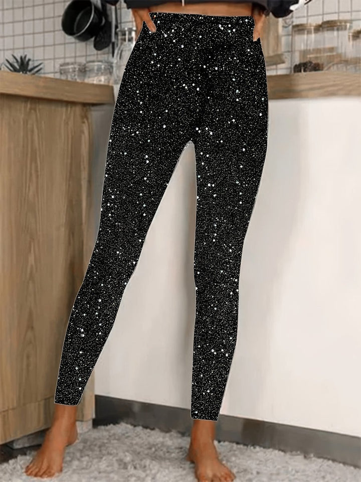 Women's High-Waist Gold Glitter Sequin Legging