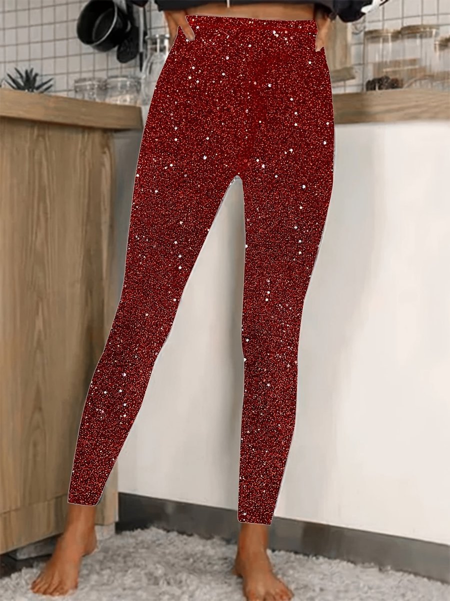 Women's High-Waist Gold Glitter Sequin Legging