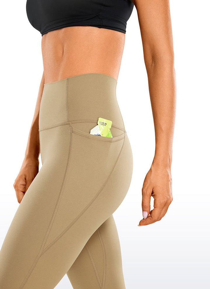 Women's High-Waist Knee-Length Biker Legging Shorts Side Pockets