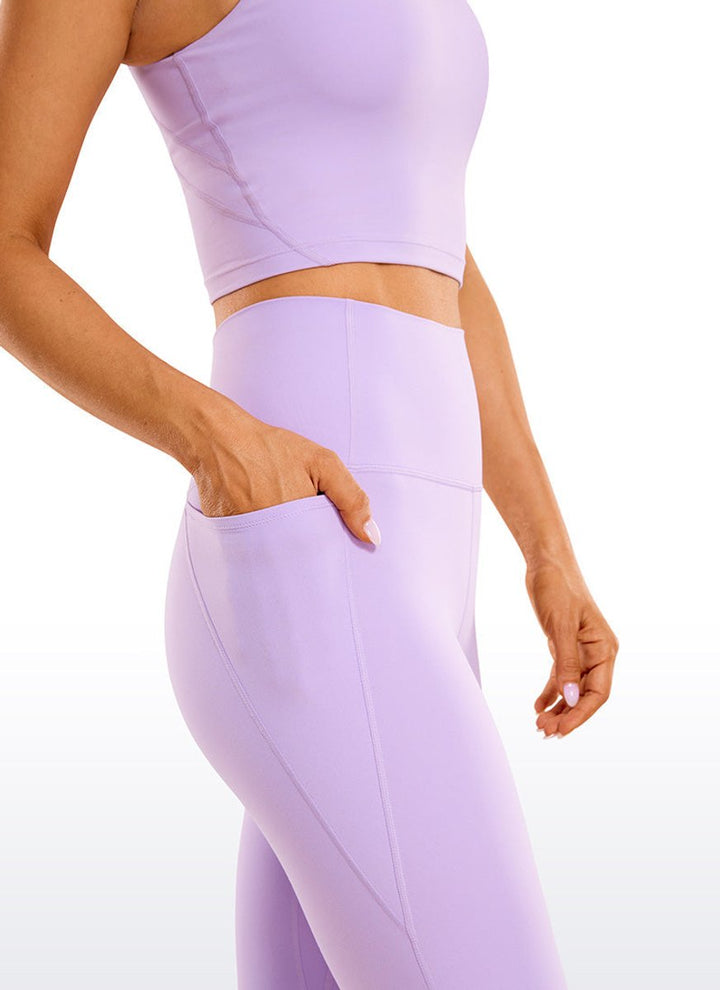 Women's High-Waist Knee-Length Biker Legging Shorts Side Pockets