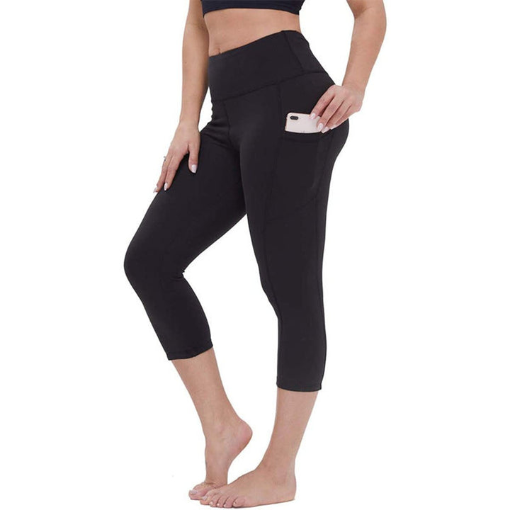 Women's High-Waist Knee-Length Biker Legging Shorts Side Pockets