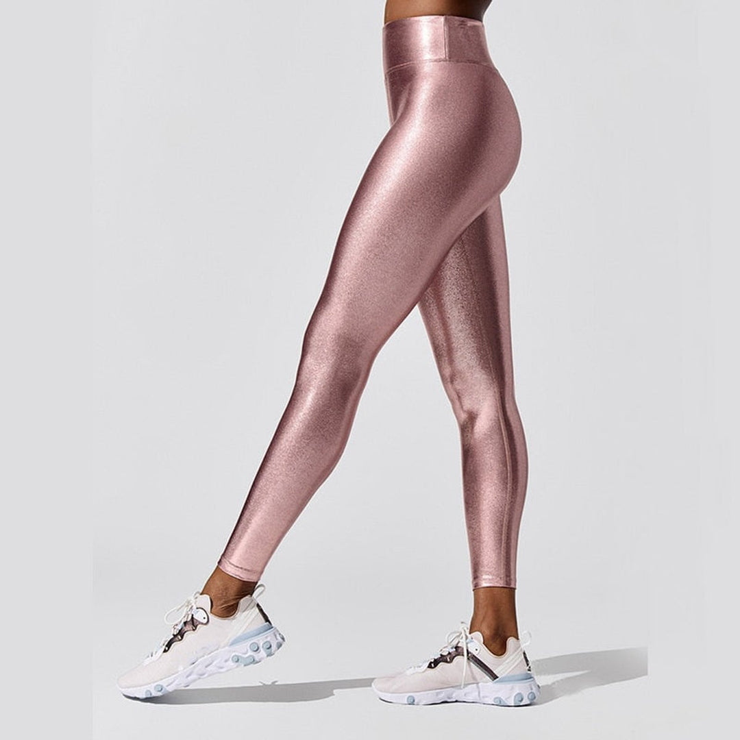 Women's High-Waist Metallic Shiny Ankle-Length Legging
