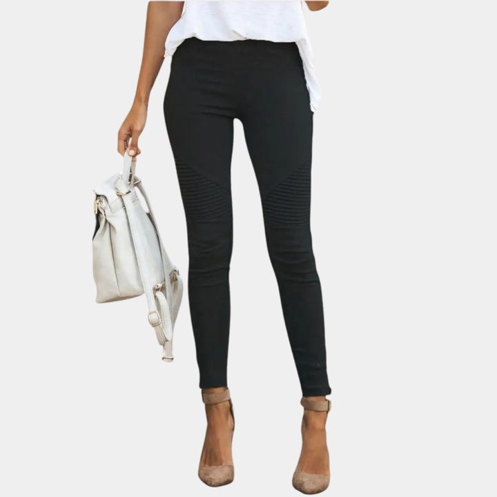 Women's High-Waist Moto-Style Skinny Legging Pants