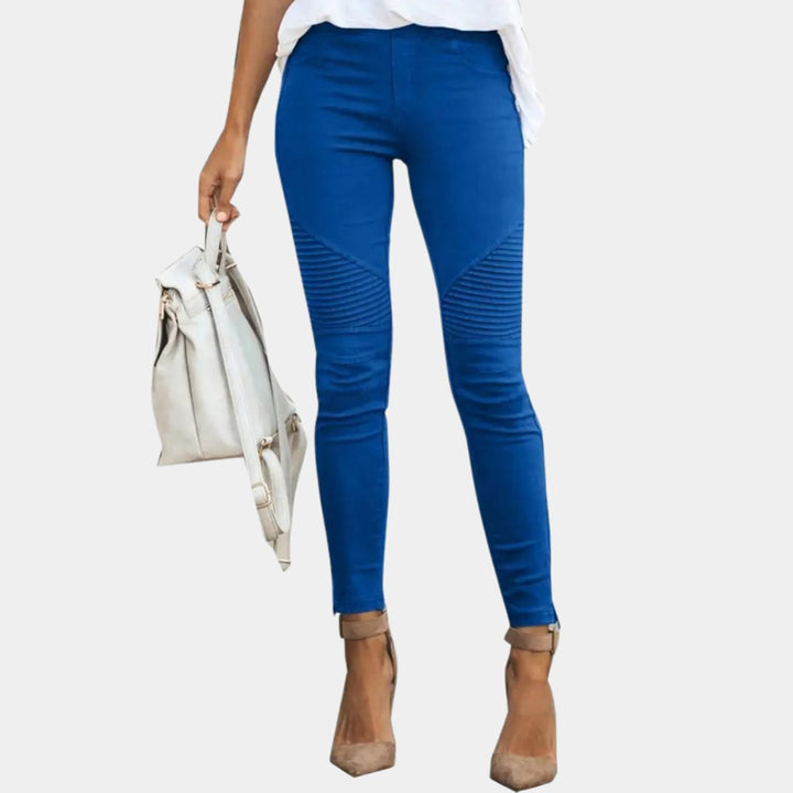 Women's High-Waist Moto-Style Skinny Legging Pants