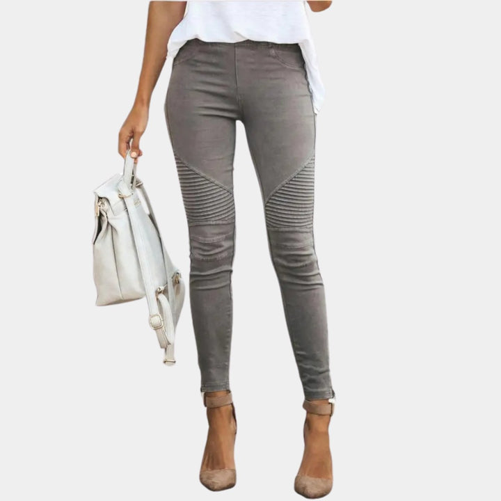 Women's High-Waist Moto-Style Skinny Legging Pants
