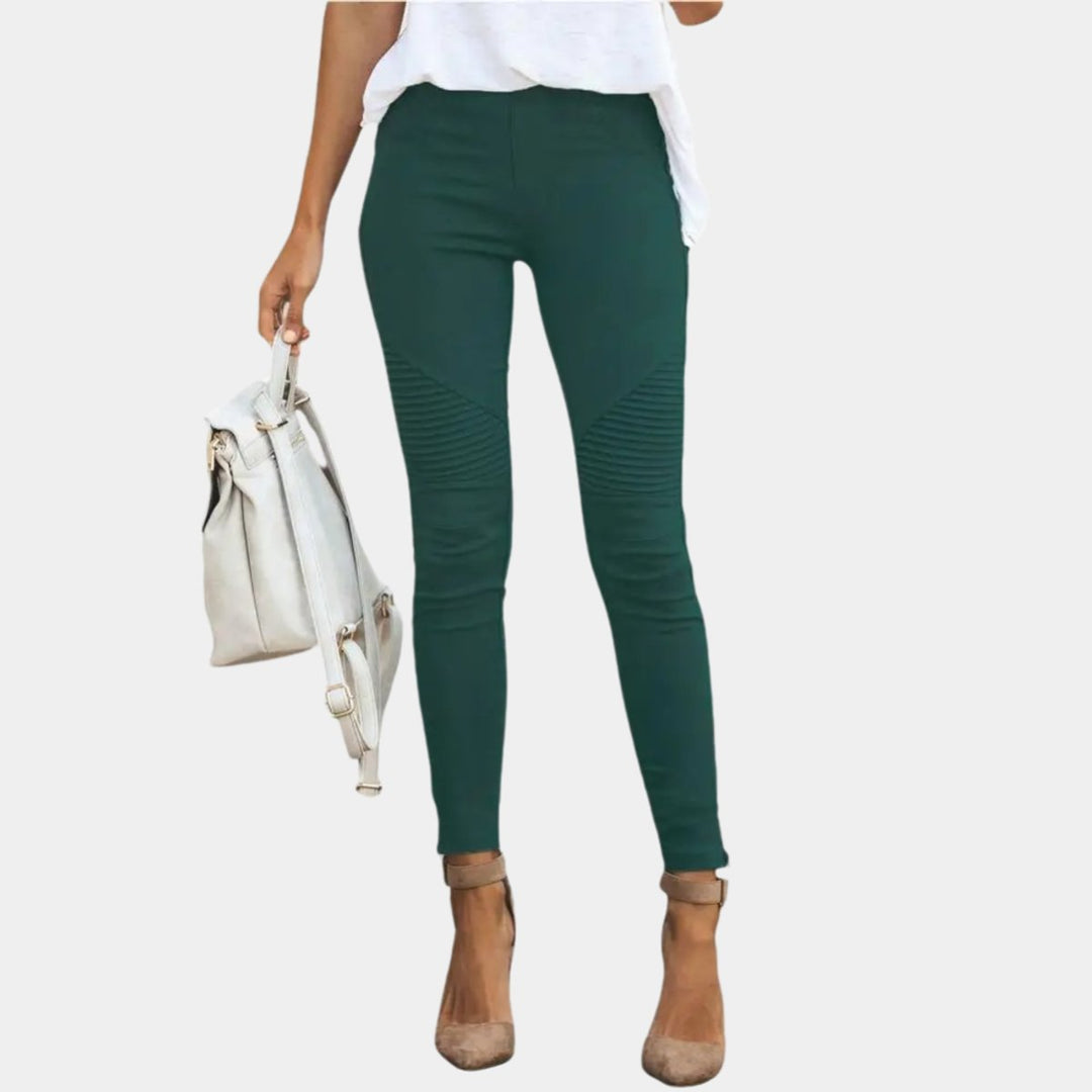 Women's High-Waist Moto-Style Skinny Legging Pants
