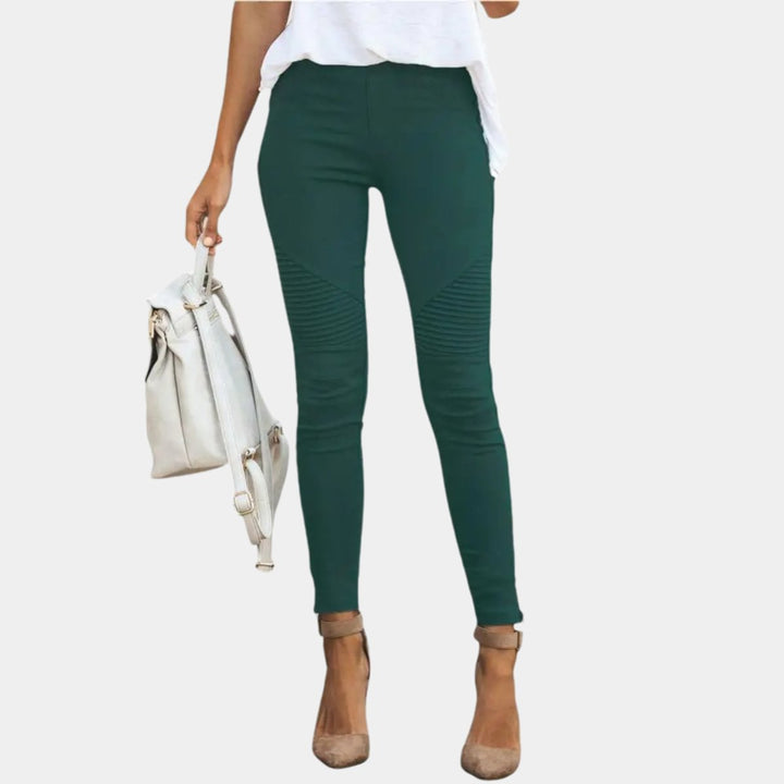 Women's High-Waist Moto-Style Skinny Legging Pants