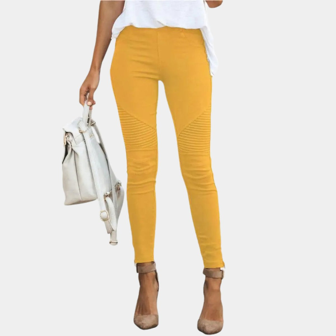 Women's High-Waist Moto-Style Skinny Legging Pants