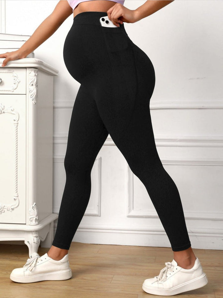 Women's High-Waist Opaque Maternity Legging Pocket