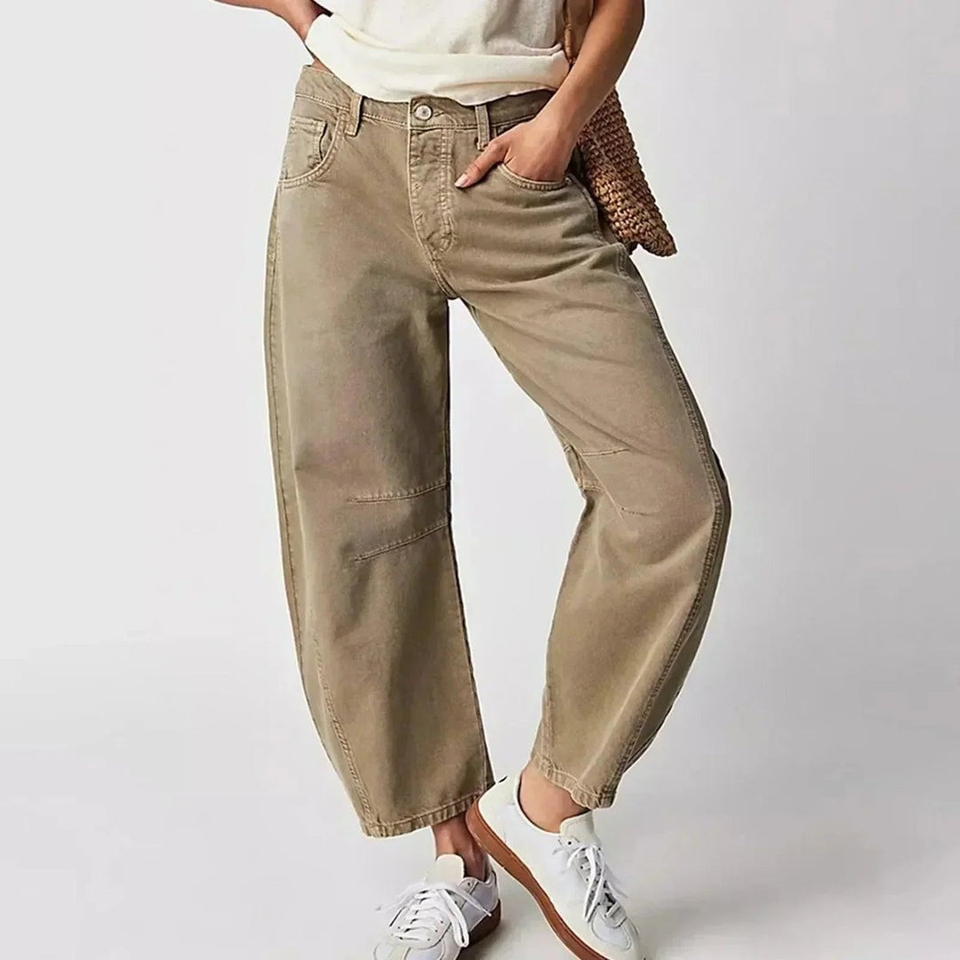 Women's High-Waist Relaxed-Fit Barrel-Leg Pants