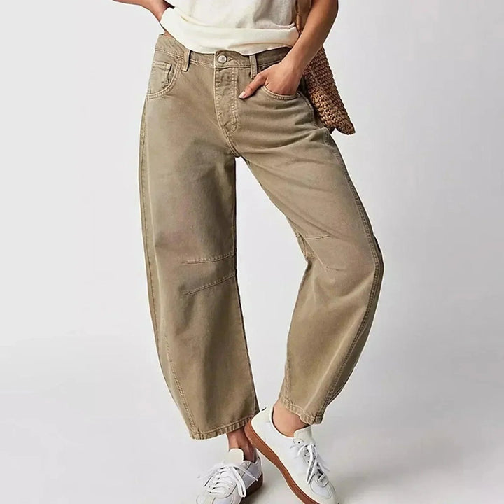 Women's High-Waist Relaxed-Fit Barrel-Leg Pants