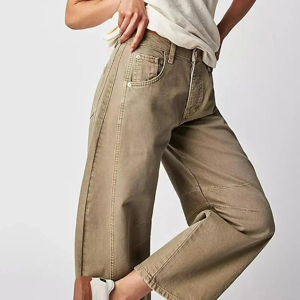 Women's High-Waist Relaxed-Fit Barrel-Leg Pants