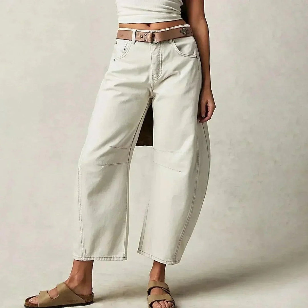 Women's High-Waist Relaxed-Fit Barrel-Leg Pants
