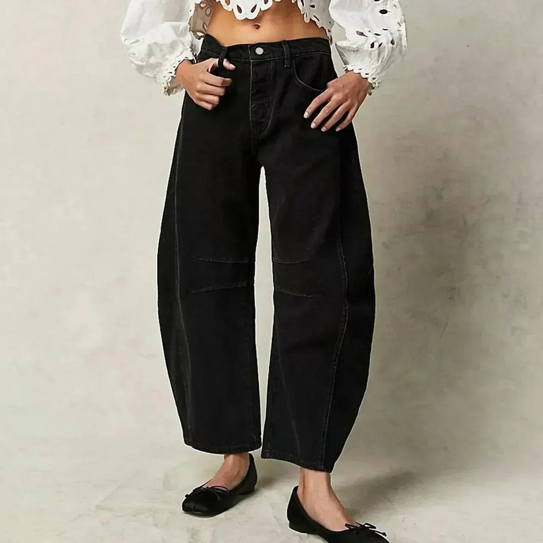 Women's High-Waist Relaxed-Fit Barrel-Leg Pants