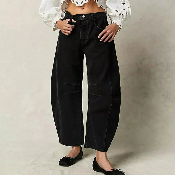 Women's High-Waist Relaxed-Fit Barrel-Leg Pants