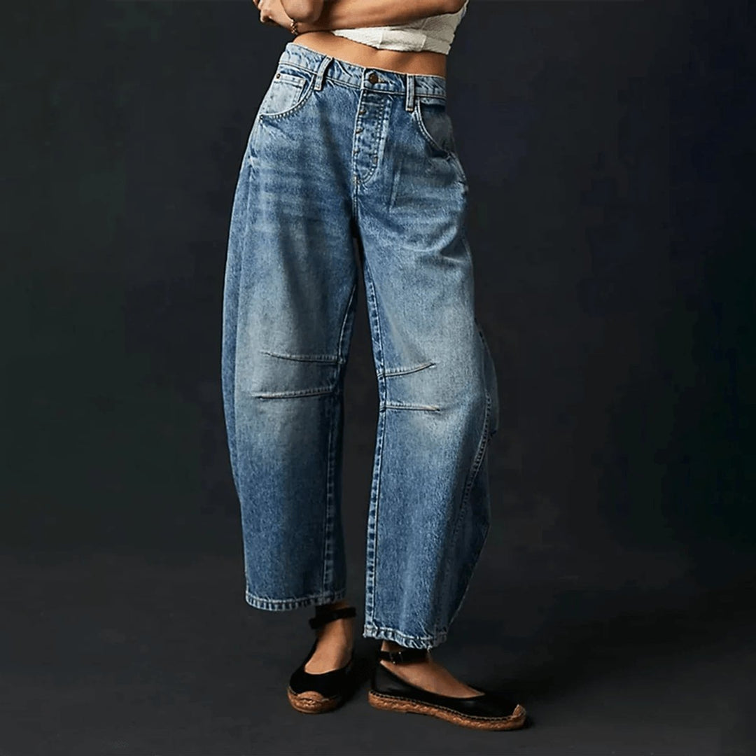 Women's High-Waist Relaxed-Fit Barrel-Leg Pants