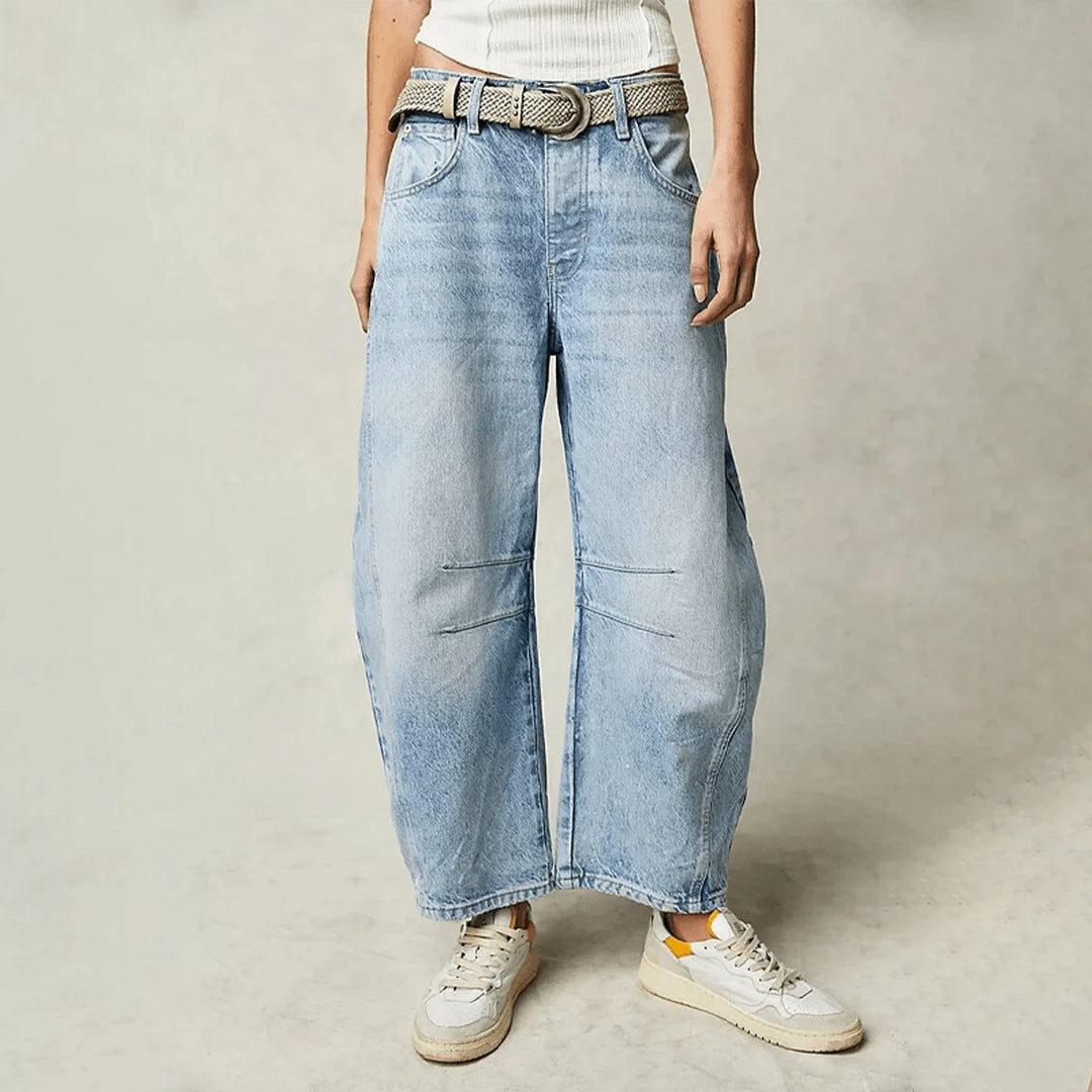 Women's High-Waist Relaxed-Fit Barrel-Leg Pants