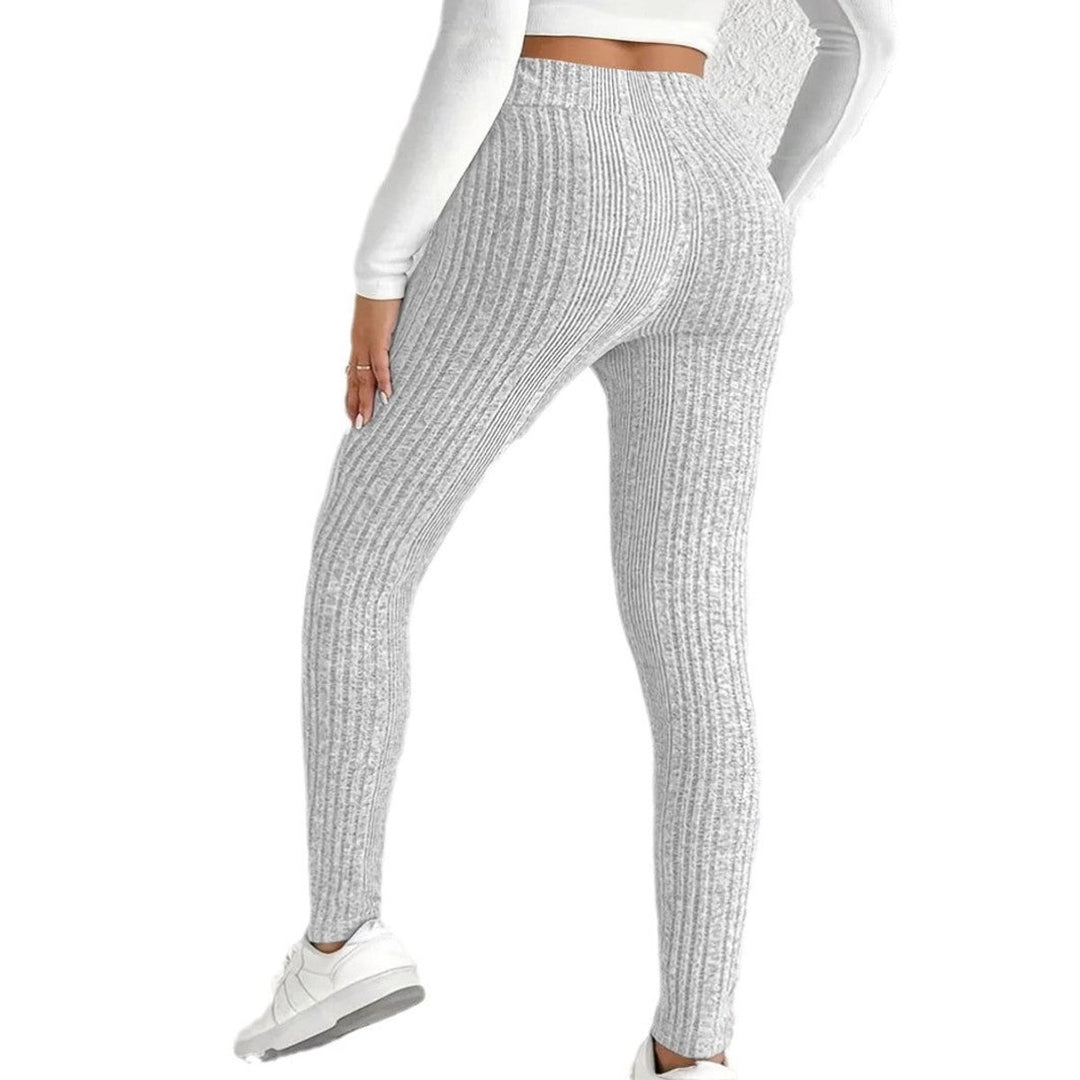 Women's High-Waist Ribbed Knit Slim-Fit Leggings