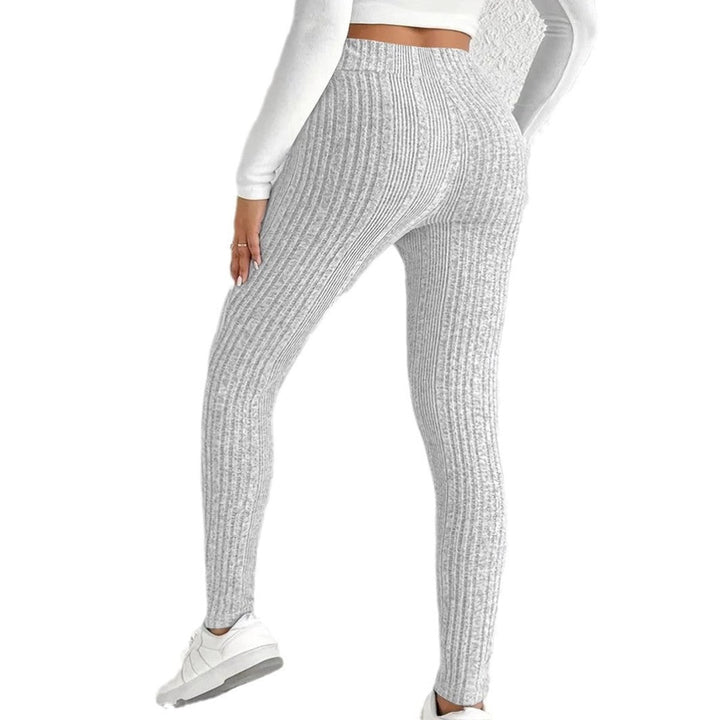 Women's High-Waist Ribbed Knit Slim-Fit Leggings