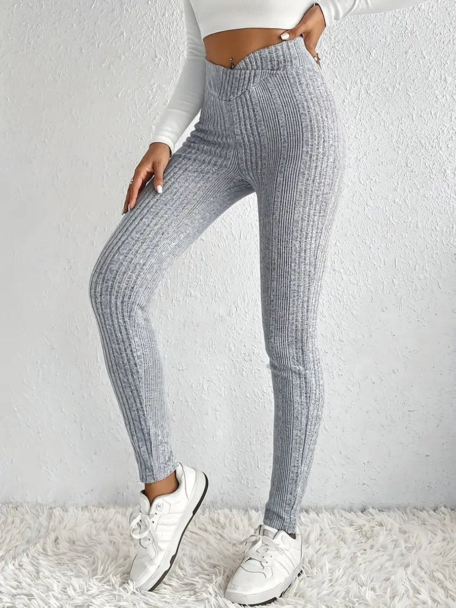 Women's High-Waist Ribbed Skinny Leggings