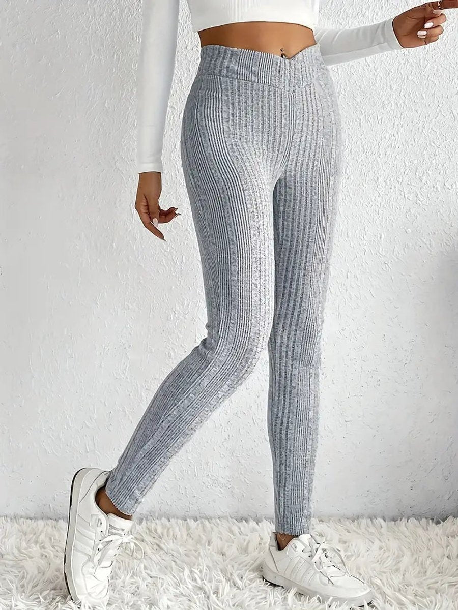 Women's High-Waist Ribbed Skinny Leggings