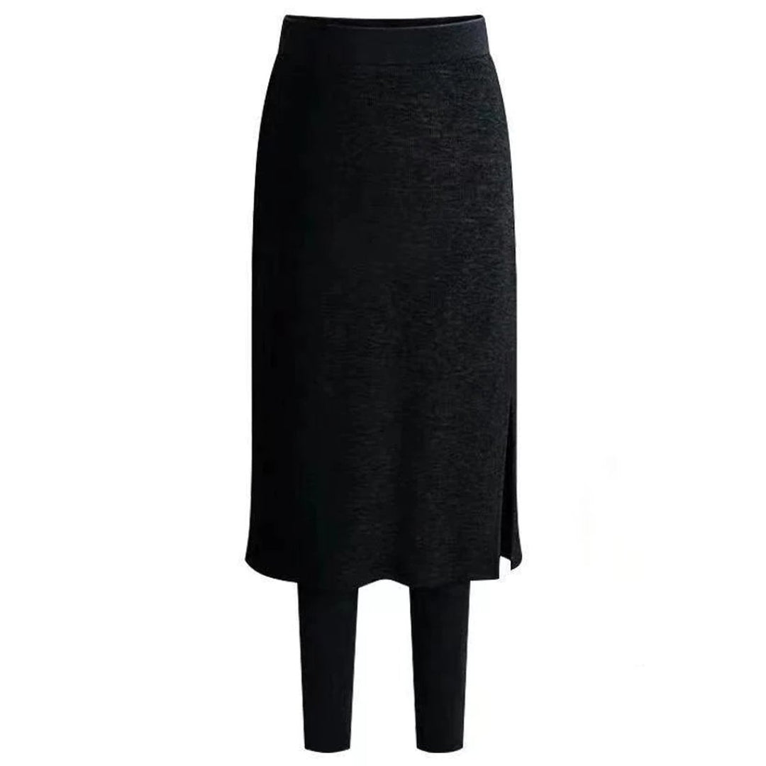 Women's High-Waist Ribbed Skirt-Overlay Legging