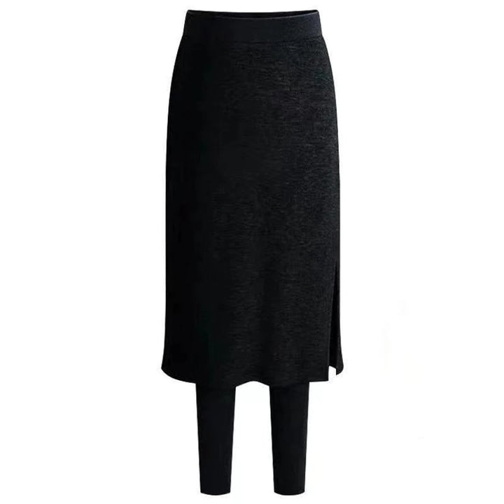 Women's High-Waist Ribbed Skirt-Overlay Legging