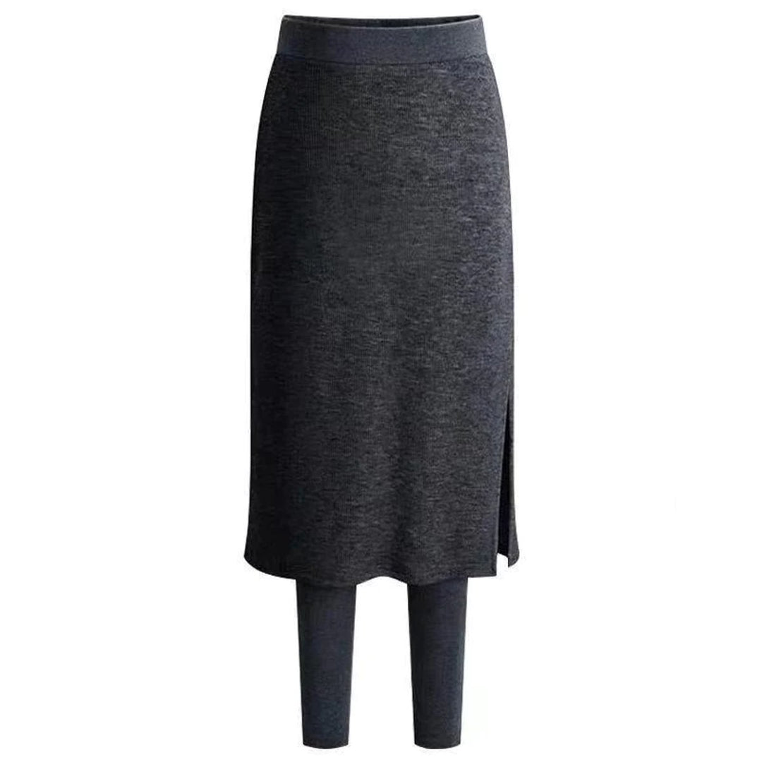 Women's High-Waist Ribbed Skirt-Overlay Legging