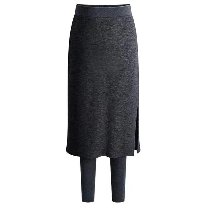 Women's High-Waist Ribbed Skirt-Overlay Legging