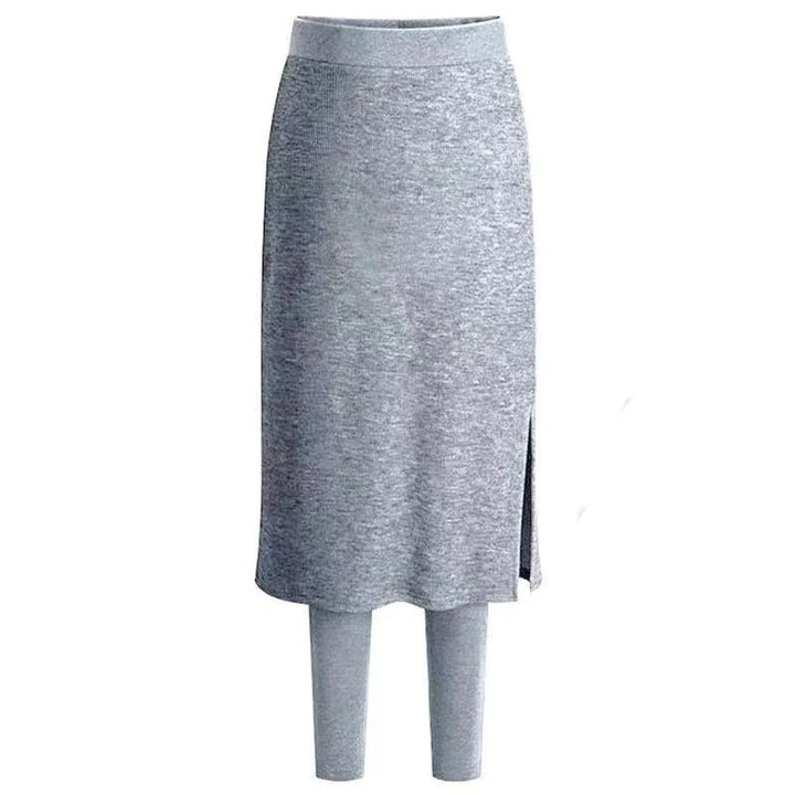 Women's High-Waist Ribbed Skirt-Overlay Legging