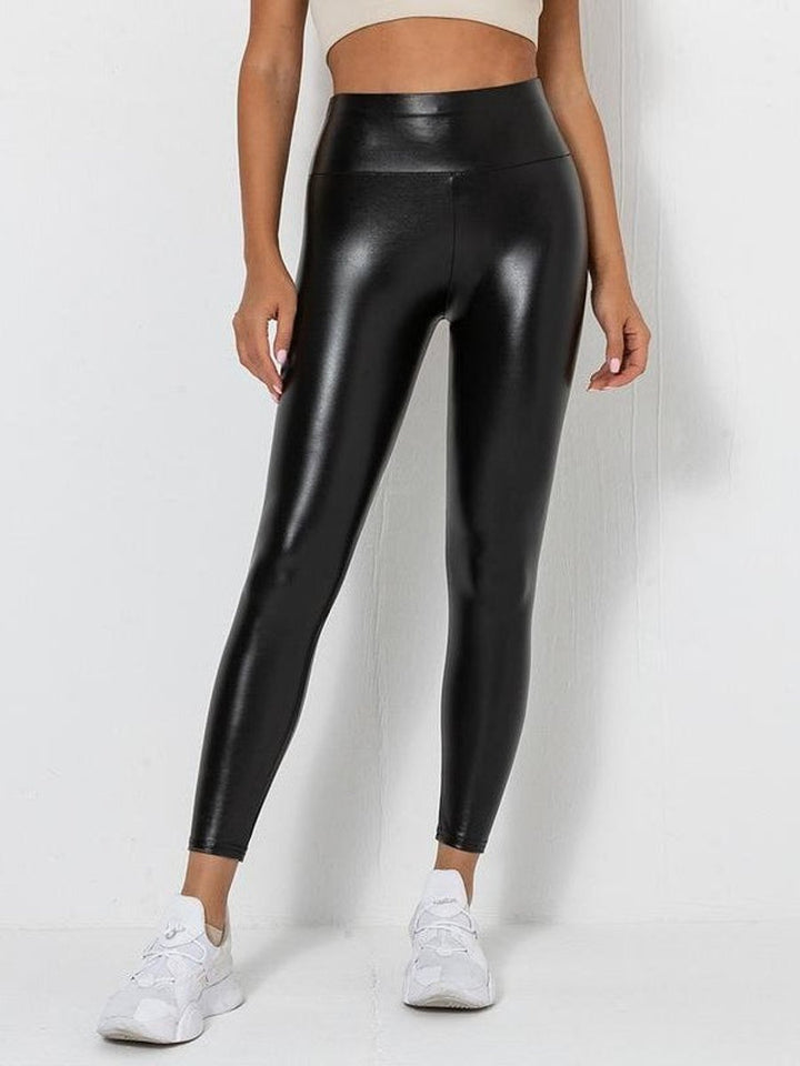 Women's High-Waist Scrunch Bum Faux Leather Legging