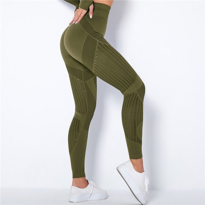 Women's High-Waist Seamless Compression Legging Mesh Panel