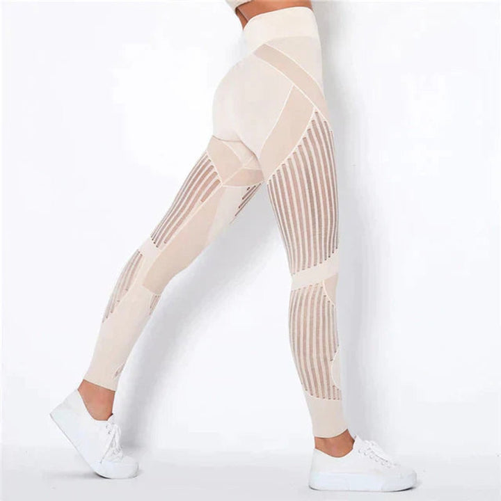 Women's High-Waist Seamless Compression Legging Mesh Panel