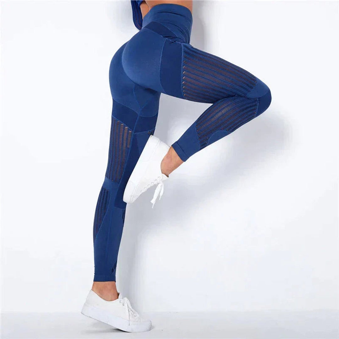 Women's High-Waist Seamless Compression Legging Mesh Panel
