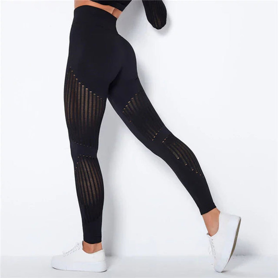 Women's High-Waist Seamless Mesh-Panel Compression Legging