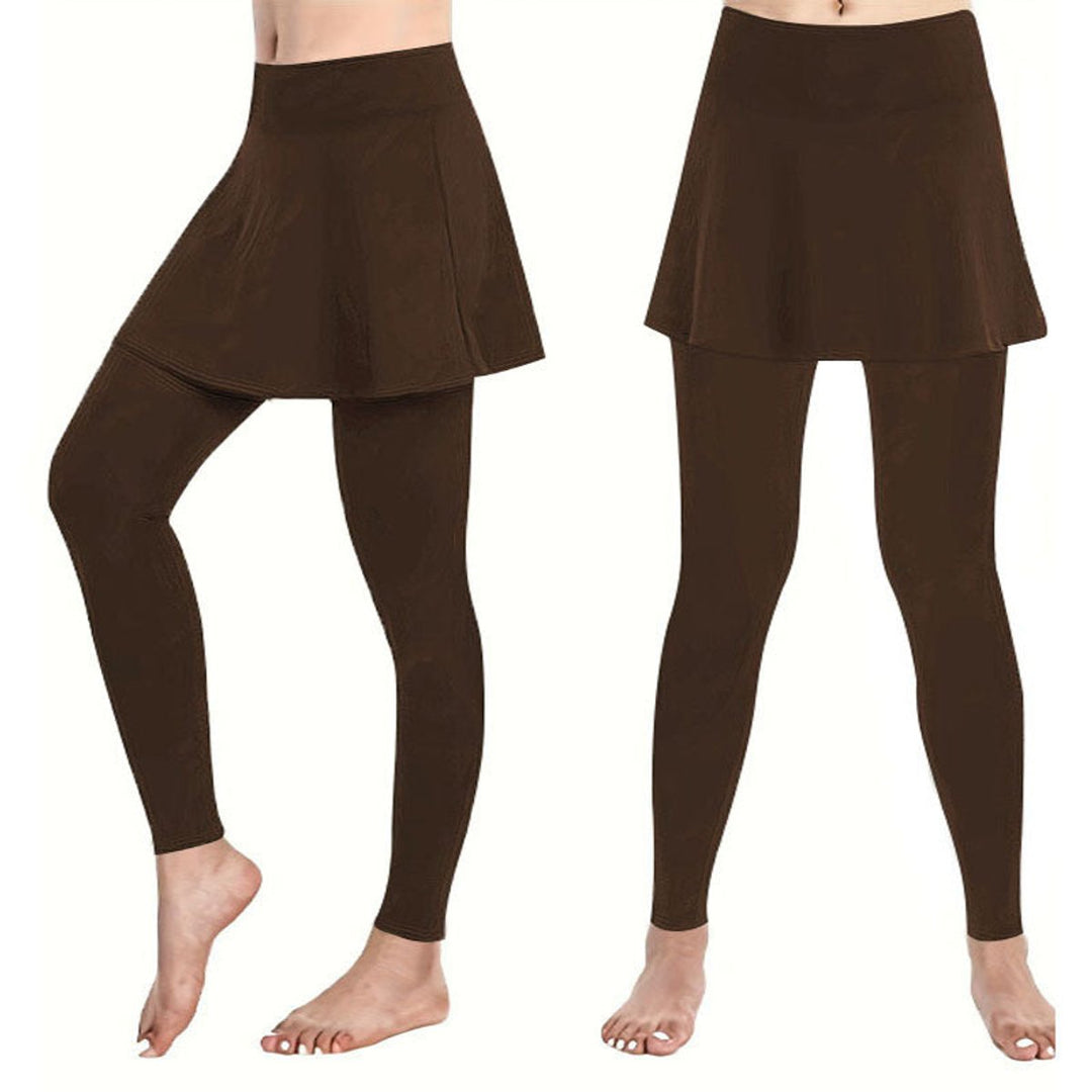 Women's High-Waist Skirted Legging Flared Overlay Pants