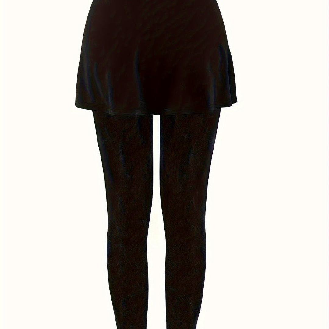 Women's High-Waist Skirted Legging Flared Overlay Pants