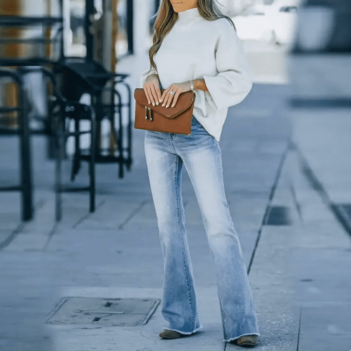Women's High Waisted Flare Jeans Boho Stretch Denim